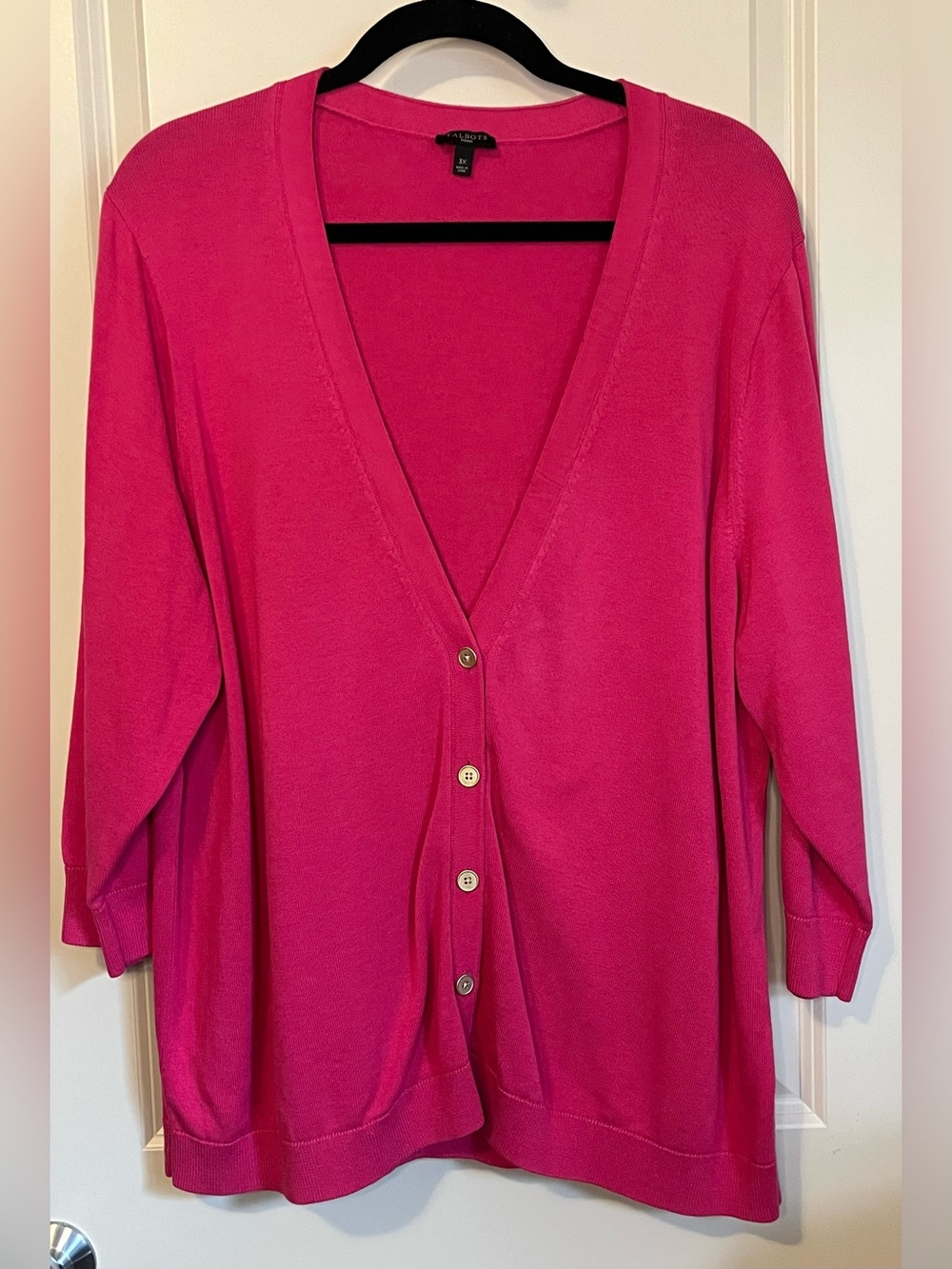 Talbots Size 3X Pink Cotton Cardigan Sweater